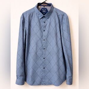 Point Zero Blue/Grey Checkered Button-Down Shirt Size XXL - Neck 17.5-18